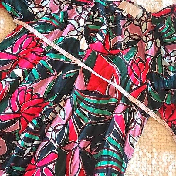 ANTHROPOLOGIE Floral Puff Sleeve Midi Pleated Dress Size Small - Picture 10 of 11